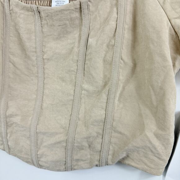 Kirious Los Angeles New Crop Top Medium Smocked Bustier Short Puff Sleeve Stripe - Picture 5 of 11